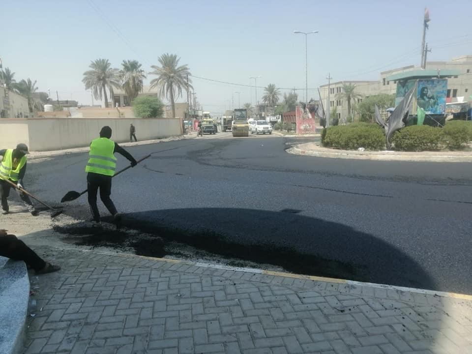 مشروع تبليط شارع الحمداني في محافظة كربلاء